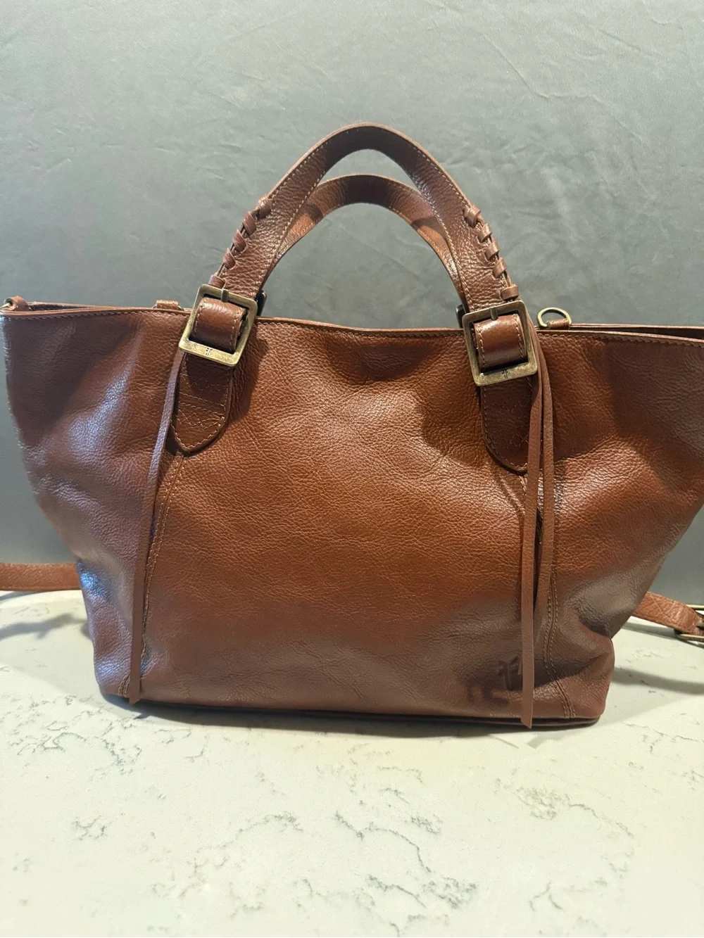 Frye Cognac Leather Double-Handle Tote